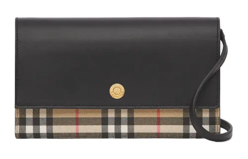 Burberry Leather With Fabric Shoulder Bag, Crossbody Bag Women's Beige & Black