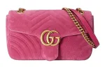 GUCCI GG Marmont Velvet Shoulder Bag, Crossbody Bag Small Women's Pink