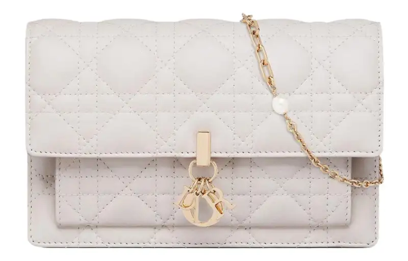 DIOR My Dior Sheepskin Clutch, Shoulder Bag, Crossbody Bag Regular Women's Latte White