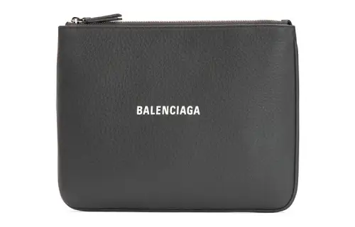 Balenciaga Cow Leather Clutch Men's Dark Gray