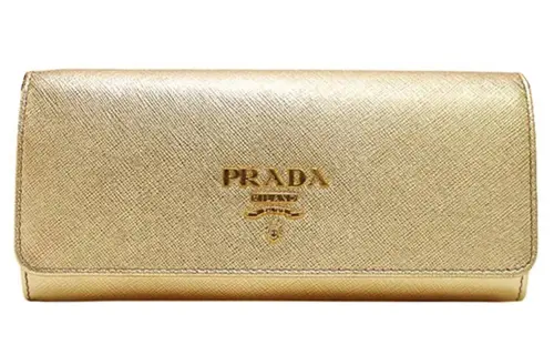 PRADA Saffiano Leather Shoulder Bag, Crossbody Bag Women's Gold