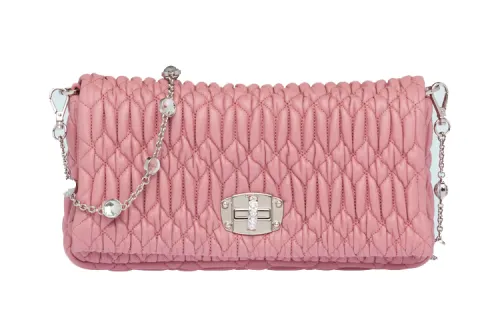 MIU MIU CRYSTAL Lambskin Shoulder Bag, Crossbody Bag Women's Pink
