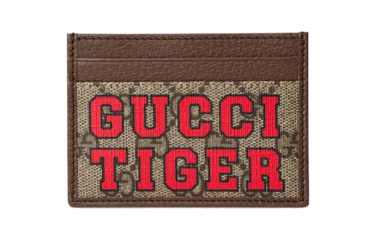 GUCCI Canvas With Leather Card Holder Card Holder Men's Brown