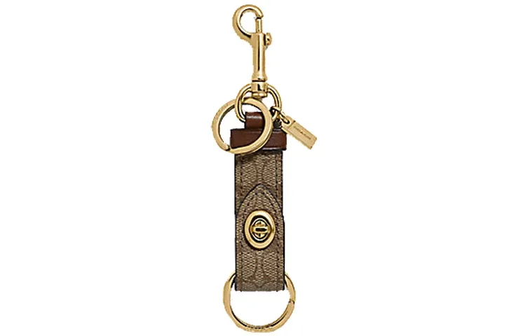 COACH Trigger Leather Keychain Bag Accessory Bag Accessory Unisex Khaki