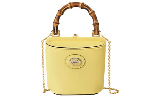 GUCCI Leather Handbag Mini Women's Light Yellow/Candy Color