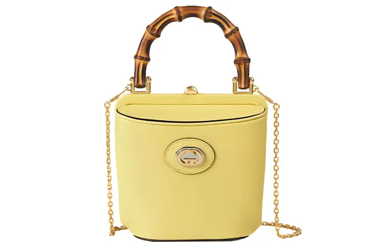 GUCCI Leather Handbag Mini Women's Light Yellow/Candy Color