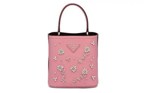 PRADA Panier Leather Handbag Small Women's Petal Pink