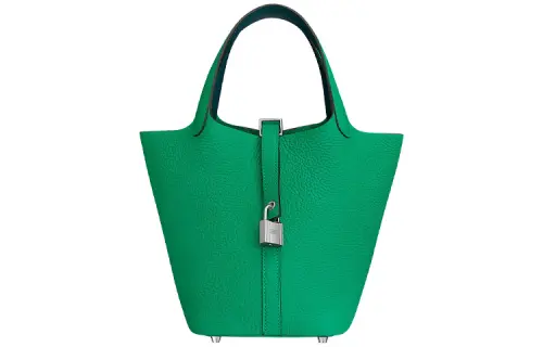 HERMES Picotin Lock Clemence With Swift Calfskin Basket Bag, Bucket Bag, Handbag 18 Women's 6U Vert D'Eau Mint Green