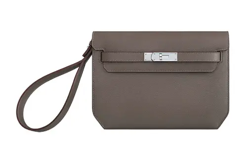 HERMES Kelly Depeches Evercolor Calfskin Clutch Men's 8F Gris ÉTain Tin Gray