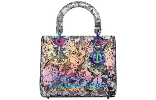 DIOR Zhang Huan Collaboration Lady Dior Cow Leather Shoulder Bag, Crossbody Bag, Handbag Medium Women's Silver