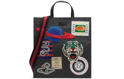 GUCCI Canvas With Leather Vertical Tote Bag, Shopping Bag, Crossbody Handbag, Shoulder Bag Men's Gray Black