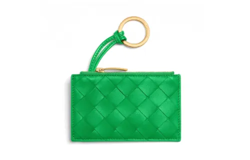 Bottega Veneta Cow Leather Clutch Key Pouch Mini Women's Parrot Green