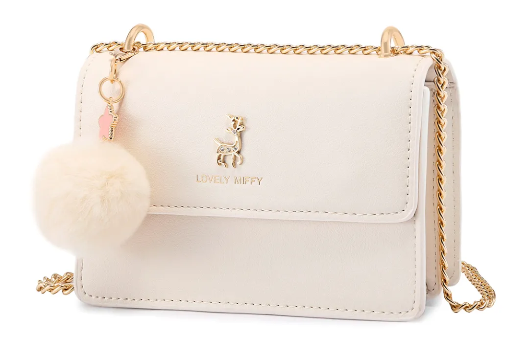 Miffy Pu Small Square Bag, Chain Bag, Shoulder Bag, Crossbody Bag, Shoulder Bag Women's Ecru/Black/Pink