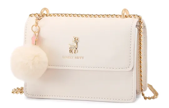 Miffy Pu Small Square Bag, Chain Bag, Shoulder Bag, Crossbody Bag, Shoulder Bag Women's Ecru/Black/Pink