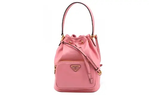 PRADA Re Nylon Leather Handbag Women's Pink