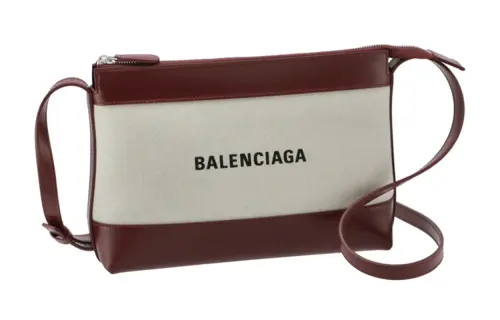 Balenciaga Cotton With Leather Shoulder Bag Women's Beige & Brown