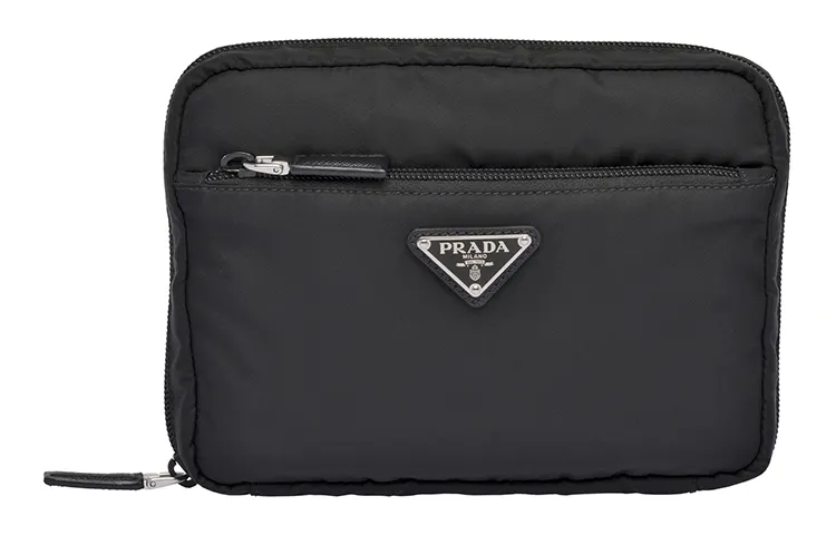 PRADA Zip Closure Nylon Toiletry Bag Men's Black