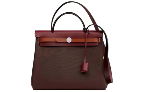 HERMES Herbag Zip Hunter Cow Leather And Canvas Shoulder Bag, Crossbody Bag, Handbag 31 Unisex Multicolor
