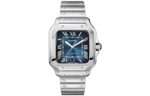 CARTIER SANTOS DE Automatic Mechanical Movement Men's Watches Watch 39.8mm Blue Dial Stainless Steel Watchband