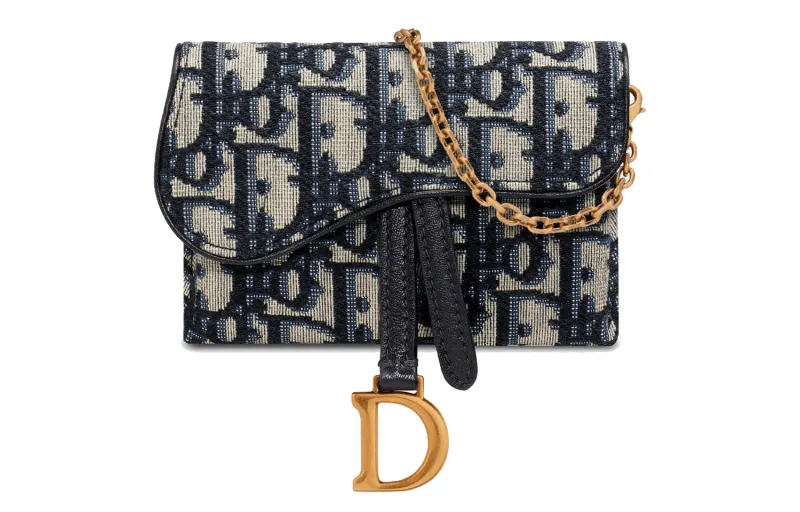 DIOR Saddle Fabric Coin Purse, Card Holder, Clutch Regular Women's Denim Blue