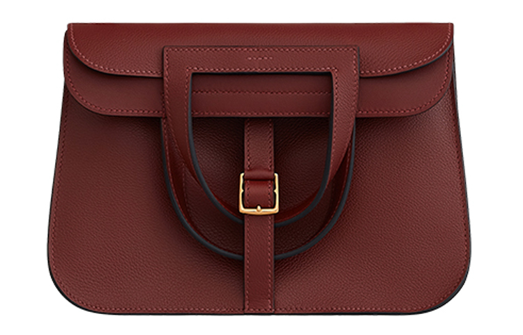 HERMES Halzan Evercolor Leather Horseshoe Bag, Shoulder Bag 25 Women's 55 Rouge H Hermes Red