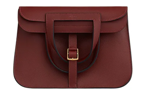 HERMES Halzan Evercolor Leather Horseshoe Bag, Shoulder Bag 25 Women's 55 Rouge H Hermes Red