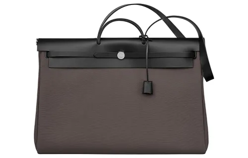 HERMES Herbag Zip Hunter Cow Leather Shoulder Bag, Crossbody Bag, Handbag 50 Unisex Black/Ebony