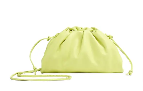 Bottega Veneta Calfskin Cloud Bag One Shoulder Crossbody Clutch Mini Women's Seaweed Yellow