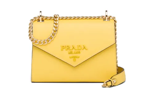 PRADA Saffiano Leather Shoulder Bag Women's Vibrant Yellow