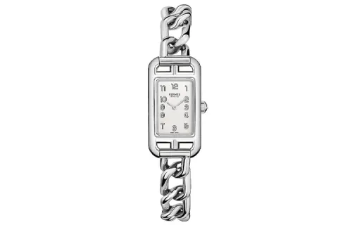 HERMES Heure H Wrist Watches Quartz Movement Stainless Steel Watchband 23mm White Dial Women's Watch