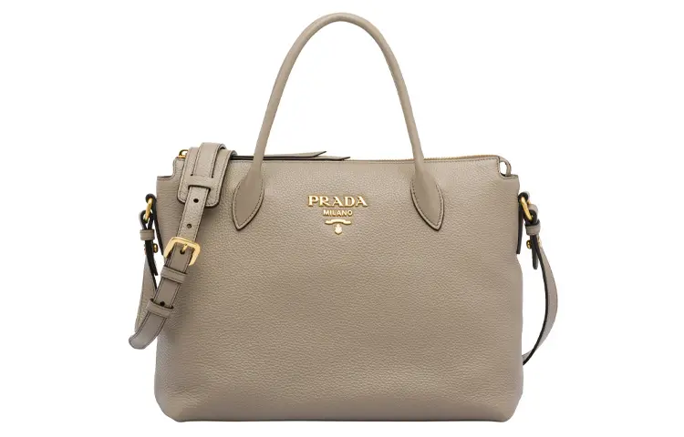 PRADA Leather Shoulder Bag, Crossbody Bag, Handbag Women's Clay Gray