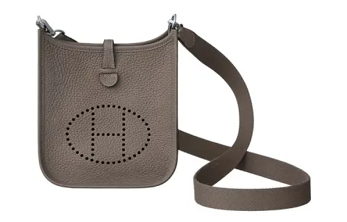 HERMES Evelyne Taurillon Clemence Cow Leather Crossbody Bag, Shoulder Bag 16 Women's 8F Gris ÉTain Tin Gray