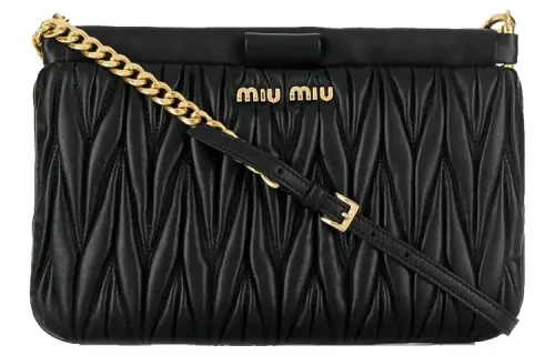 MIU MIU Leather Shoulder Bag, Crossbody Bag Women's Black
