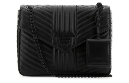 PRADA Calfskin Shoulder Bag Women's Black