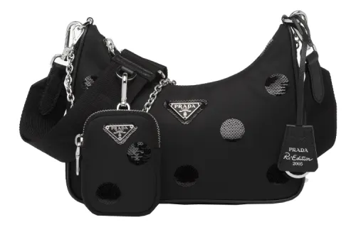 PRADA Nylon Shoulder Bag Women's Black