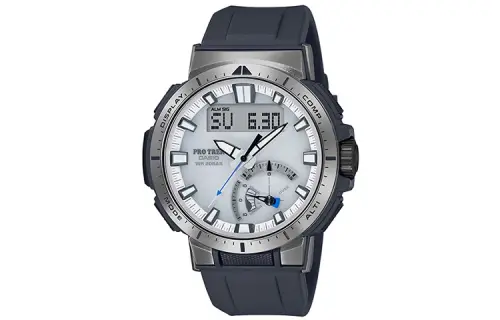 CASIO PRO TREK Collection Dual Display Watch Solar Quartz Movement Silicone Strap Watch