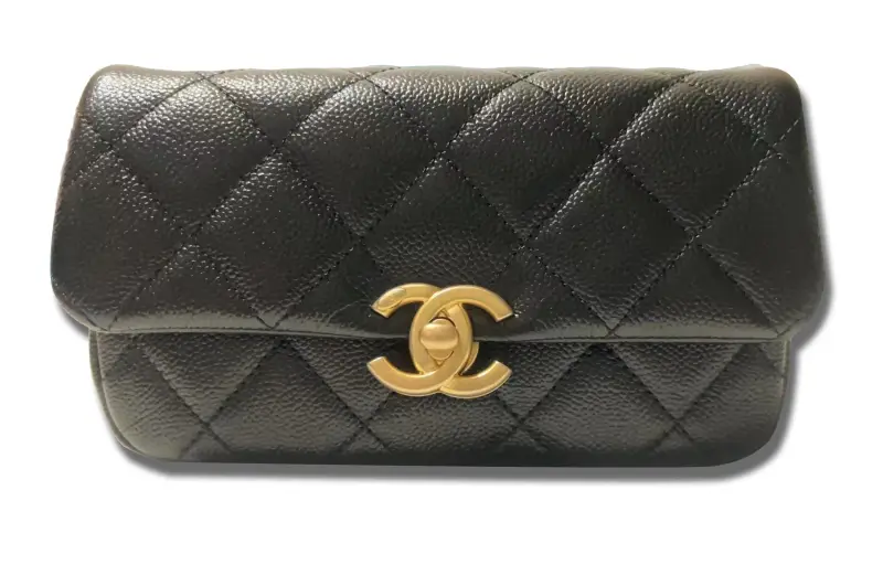 CHANEL Grain Embossed Cow Leather Crossbody Bag, Shoulder Bag Women's Black