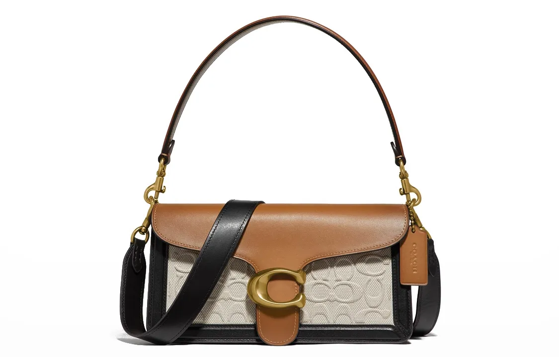 COACH Tabby Print Canvas With Calfskin Wine God Bag, Shoulder Bag, Crossbody Bag, Handbag Medium Women's