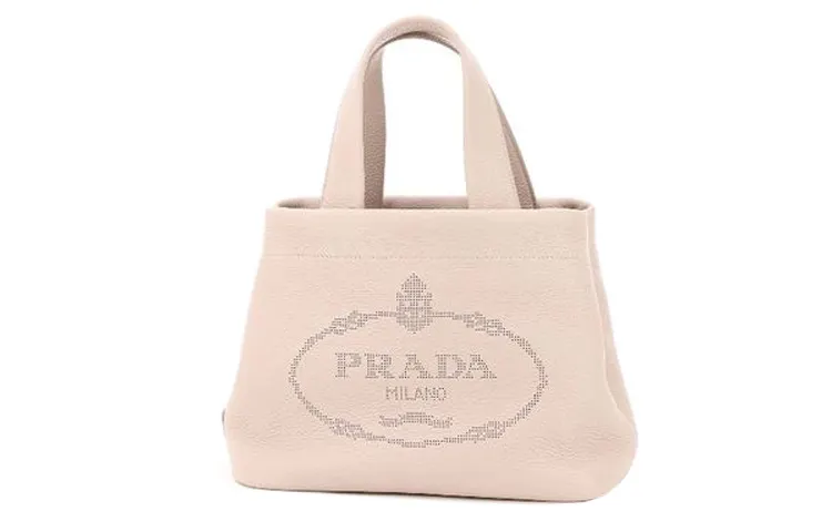PRADA Luggage Collection Leather Handbag Women's Light Pink