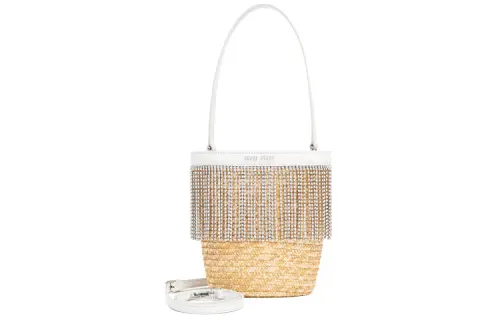 MIU MIU Straw Shoulder Bag, Crossbody Bag, Handbag Women's White