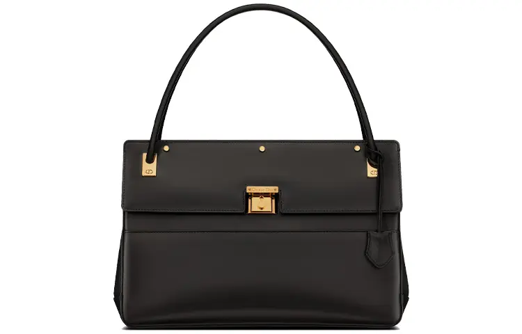 DIOR Cow Leather Handbag Women's Black