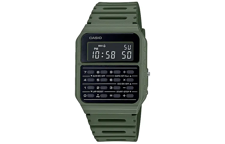 CASIO YOUTH Calculator Watch Calculator Quartz Movement Resin Strap Watch Men's Watches Black Dial