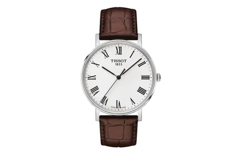 TISSOT Meishi Collection Quartz Movement Men's Watches Watch 38mm White Dial Stainless Steel Case Leather Strap