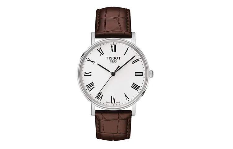TISSOT Meishi Collection Quartz Movement Men's Watches Watch 38mm White Dial Stainless Steel Case Leather Strap