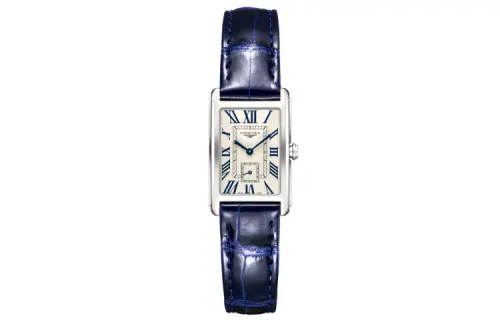 LONGINES Quartz waterproof women's watch, white dial, case stainless steel, watch strap, quartz mechanism, 30meter, 32mm, crocodile