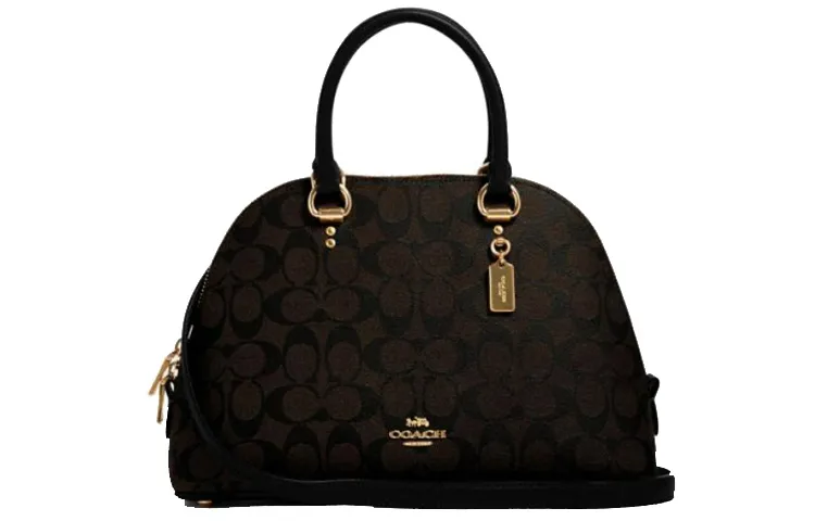 COACH Katy Leather Dome Bag, Portable Crossbody Bag, Shoulder Bag Regular Women's Dark Brown