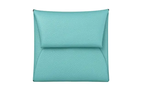 HERMES Bastia Epsom Leather Wallet Women's Lagoon Blue