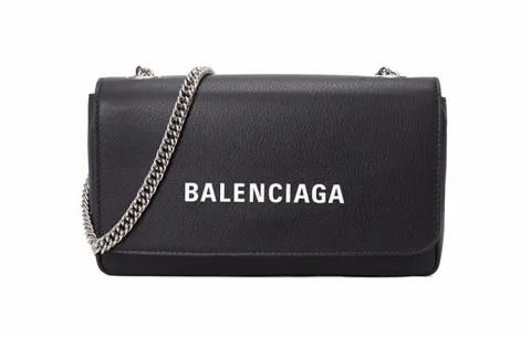 Balenciaga Logo Print Cow Leather Crossbody Bag, Shoulder Bag Women's Black