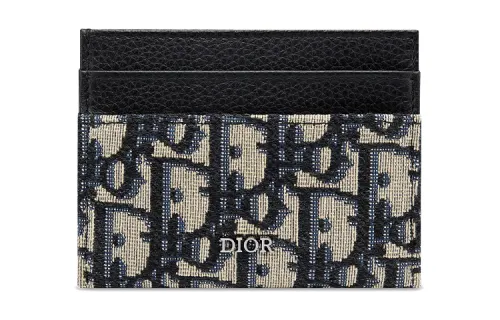 DIOR Fabric Card Holder Unisex Beige Black