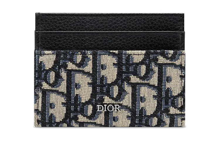 DIOR Fabric Card Holder Unisex Beige Black